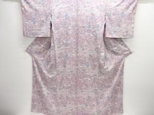 ヱ霞に屋敷風景模様小紋着物